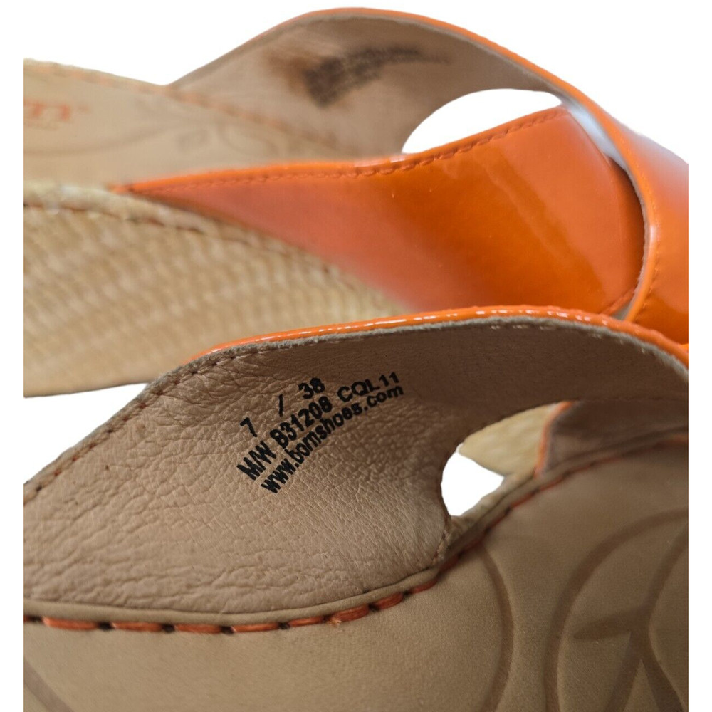 Born Sandals Women's Size 7 Orange Platform Wedge Patent Leather Comfort Shoes - Picture 9 of 10
